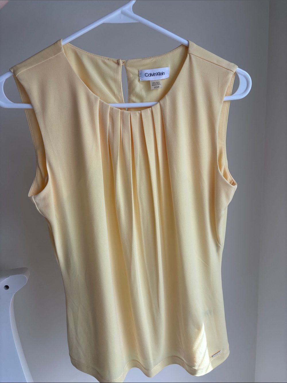 Calvin Klein Butter Yellow Pleated Sleeveless Top